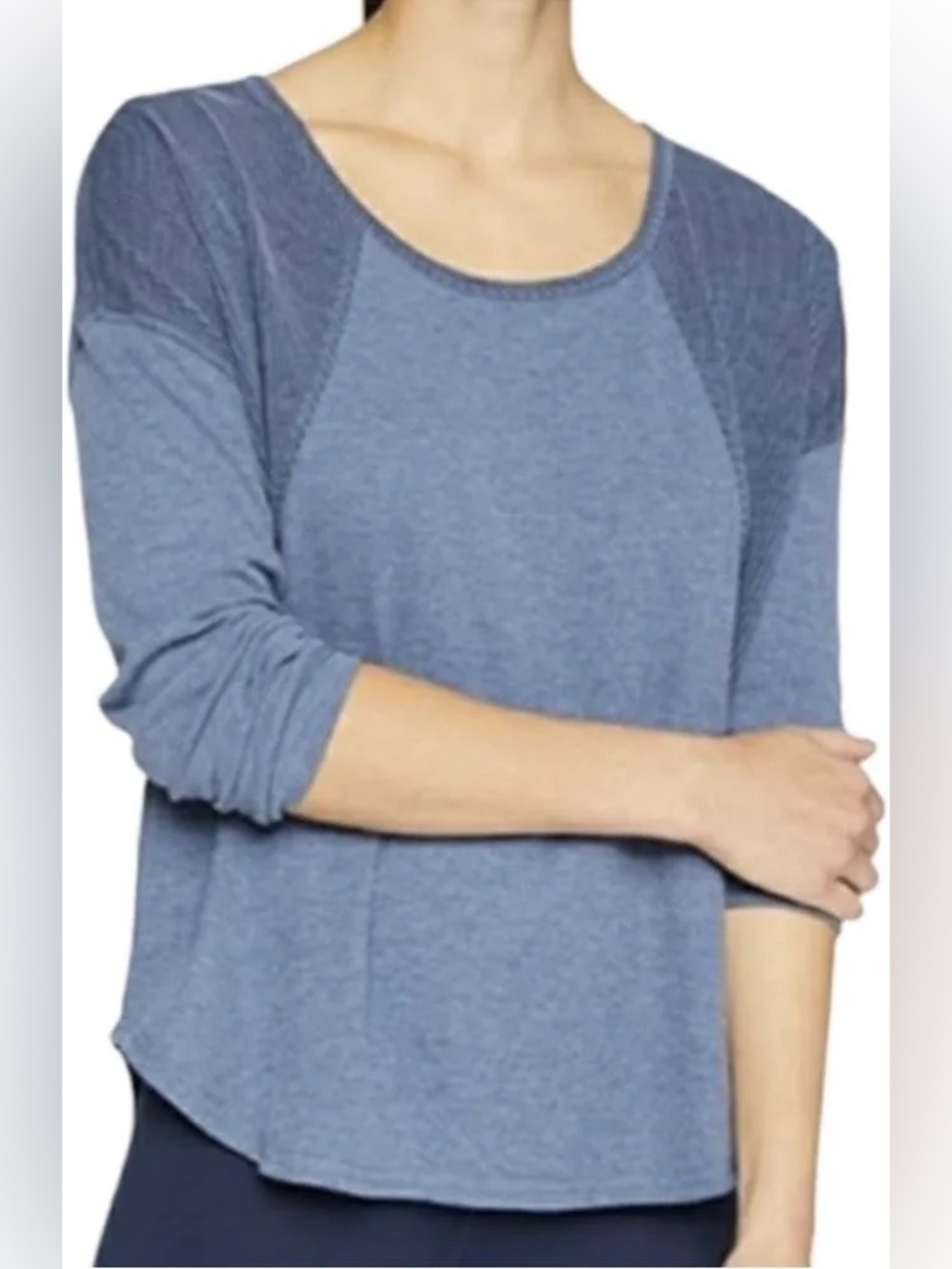 Prana Women’s Remi Waffle Knit Pullover in Equinox Blue, Size XL